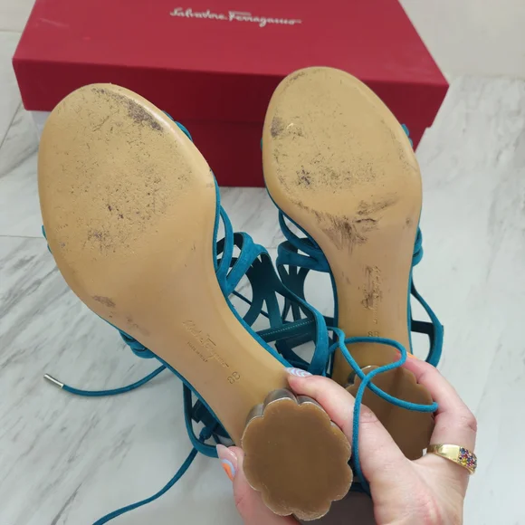 Salvatore Ferragamo Blue Strappy Sandals - Picture 5 of 9